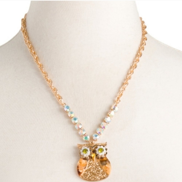 🔹️ BETSEY JOHNSON 🔹️Owl Pendant Statement 16" Necklace ✨️🦉 - Picture 3 of 9